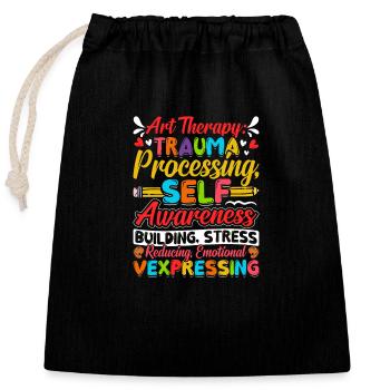 Art Therapist, Graphic Drawing, Art Design - Closable cotton gift bag (25x30cm) - black - Front