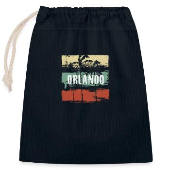 Orlando Florida Artistic Vacation Souvenir - Closable cotton gift bag (25x30cm) - navy - Front