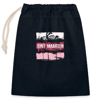 Sint Maarten Vacation Souvenir Abstract Artistic - Closable cotton gift bag (25x30cm) - navy - Front