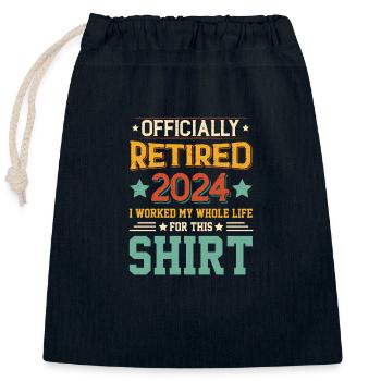 Retraite officielle 2024 - Sac cadeau en coton avec cordon (25 x 30 cm) - bleu marine - Devant