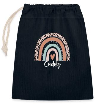 Caddy Rainbow Leopard Funny Caddy Appreciation - Closable cotton gift bag (25x30cm) - navy - Front