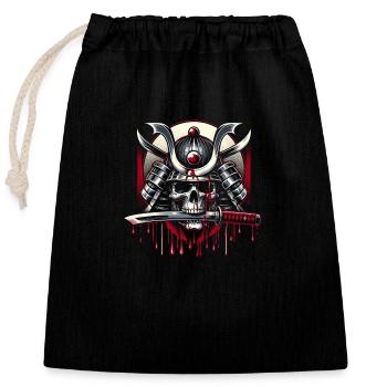 Samurais letztes Gefecht - Verschließbarer Geschenkbeutel aus Baumwolle (25x30cm) - Schwarz - Vorne
