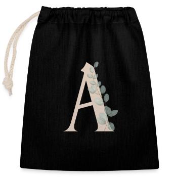 A | Point A | Name starting with A - Closable cotton gift bag (25x30cm) - black - Front