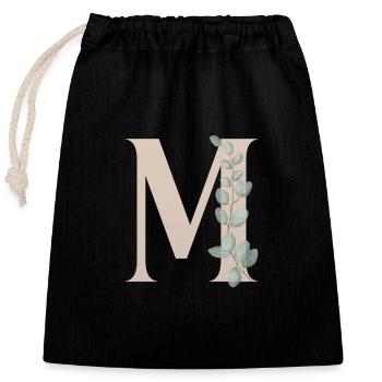 L | Lettre M | Prénom avec M - Sac cadeau en coton avec cordon (25 x 30 cm) - noir - Devant