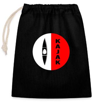 kayak paddling canoe kayaker - Closable cotton gift bag (25x30cm) - black - Front