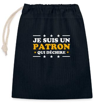 WHO ROCKS - Closable cotton gift bag (25x30cm) - navy - Front