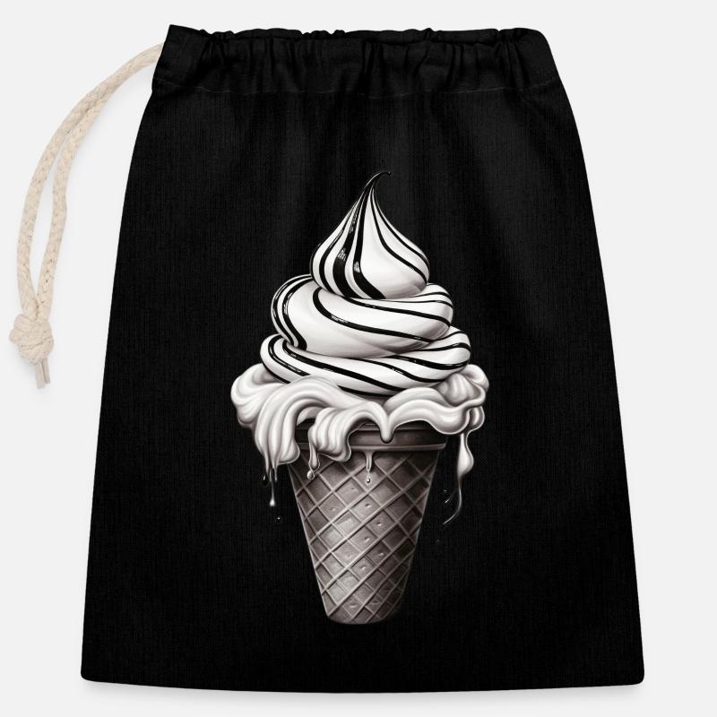 Eiscreme - Verschließbarer Geschenkbeutel aus Baumwolle (25x30cm) - Schwarz
