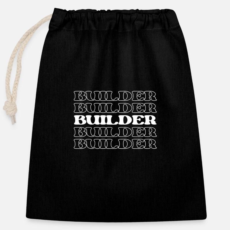Bauherr Konstrukteur Macher Zimmermann Maurer - Verschließbarer Geschenkbeutel aus Baumwolle (25x30cm) - Schwarz