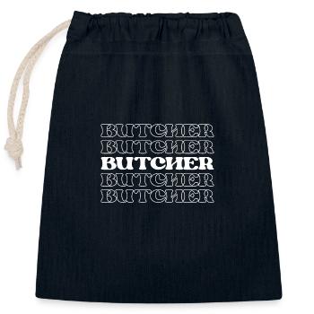 Butcher Meat Cutter Meatman Meat Processor - Closable cotton gift bag (25x30cm) - navy - Front