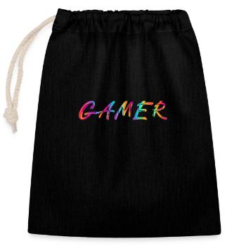 Gamer - Verschließbarer Geschenkbeutel aus Baumwolle (25x30cm) - Schwarz - Vorne