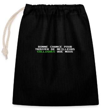 Cadeau depart collegue de travail humour Homme - Sac cadeau en coton avec cordon (25 x 30 cm) - noir - Devant