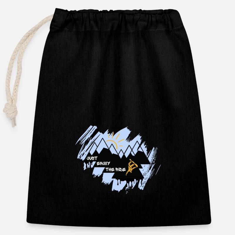 Profitez simplement de la balade - Snowboarder - Sac cadeau en coton avec cordon (25 x 30 cm) - noir