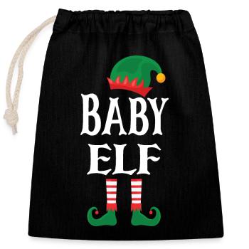 Weihnachten Baby Elf - Verschließbarer Geschenkbeutel aus Baumwolle (25x30cm) - Schwarz - Vorne