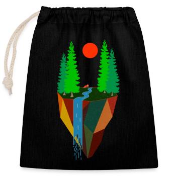 Art inspiré de la nature Peinture Paysage - Sac cadeau en coton avec cordon (25 x 30 cm) - noir - Devant