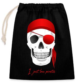Pirate du crâne - Sac cadeau en coton avec cordon (25 x 30 cm) - noir - Devant