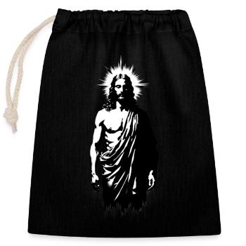 Jesus Christ StreetART Banksy Style - Closable cotton gift bag (25x30cm) - black - Front