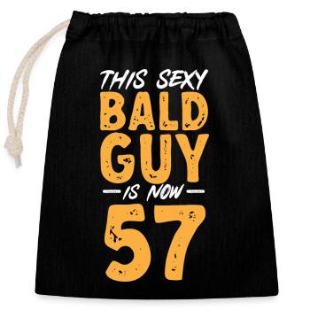 Bald Head Baldness Beard Bald Head - Closable cotton gift bag (25x30cm) - black - Front