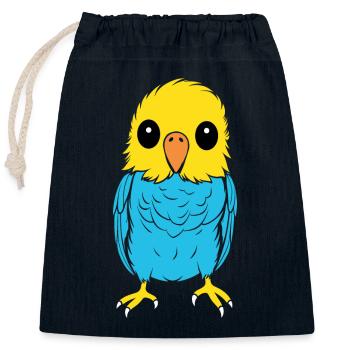 Cute little parakeet - Closable cotton gift bag (25x30cm) - navy - Front