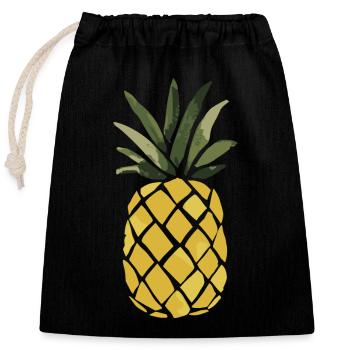 Ananas Obst für Ananasliebhaber - Verschließbarer Geschenkbeutel aus Baumwolle (25x30cm) - Schwarz - Vorne