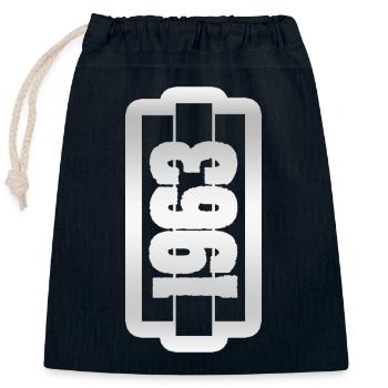 Born in 1963 - Closable cotton gift bag (25x30cm) - navy - Front