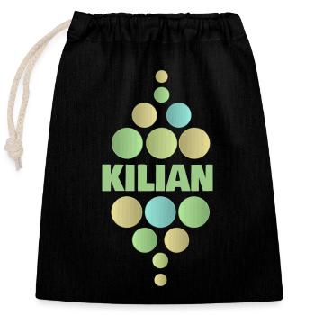 First name Kilian - Closable cotton gift bag (25x30cm) - black - Front