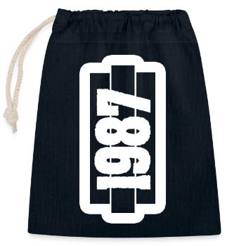 Year 1987 - Closable cotton gift bag (25x30cm) - navy - Front