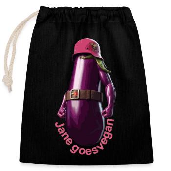 Jane goes vegan - Closable cotton gift bag (25x30cm) - black - Front