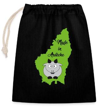Made in Ardèche tracé dépt - Sac cadeau en coton avec cordon (25 x 30 cm) - noir - Devant