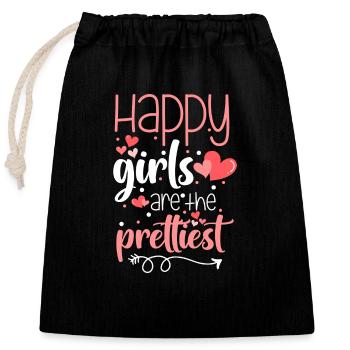 Happiness Joy Money Optimism - Closable cotton gift bag (25x30cm) - black - Front
