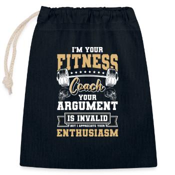 Fitness Trainer Muscles Bench Press Training - Closable cotton gift bag (25x30cm) - navy - Front