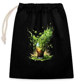 Hops explosion in beer glass - Closable cotton gift bag (25x30cm) - black - Front
