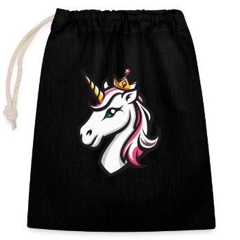 Couronne de licorne - Sac cadeau en coton avec cordon (25 x 30 cm) - noir - Devant