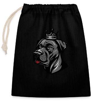 Great Dane Dog Crown - Closable cotton gift bag (25x30cm) - black - Front