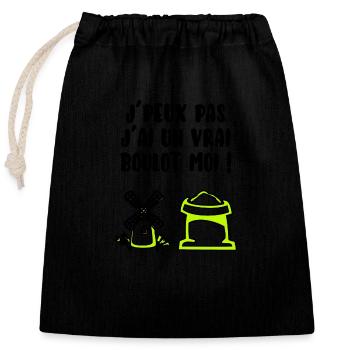 J’peux pas j’ai un vrai boulot - Sac cadeau en coton avec cordon (25 x 30 cm) - noir - Devant