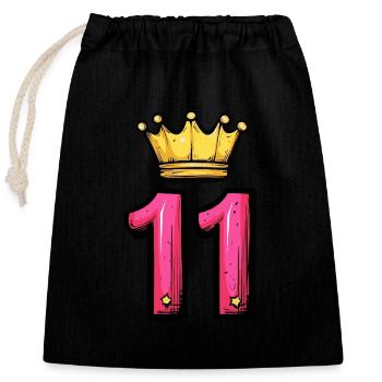 11 Number Jersey Crown - Closable cotton gift bag (25x30cm) - black - Front