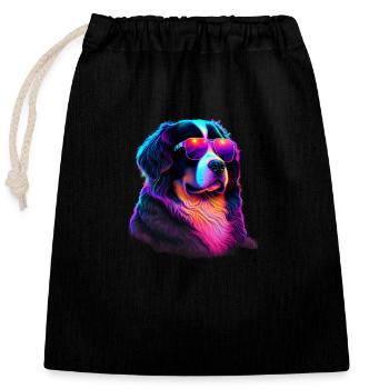 Bernese Mountain Dog Dogs Bernese Mountain Dogs - Closable cotton gift bag (25x30cm) - black - Front