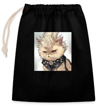 Perserkatze Negan als Punk in Anime Art - Verschließbarer Geschenkbeutel aus Baumwolle (25x30cm) - Schwarz - Vorne