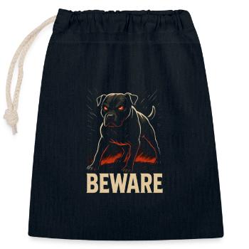 Beware of the dog - wild dog - Closable cotton gift bag (25x30cm) - navy - Front