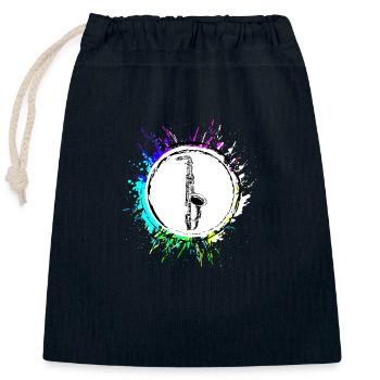 Symbole de trompette - Sac cadeau en coton avec cordon (25 x 30 cm) - bleu marine - Devant