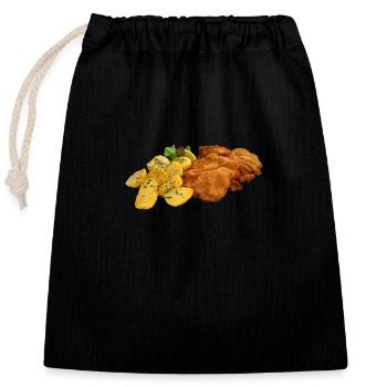 schnitzel - Verschließbarer Geschenkbeutel aus Baumwolle (25x30cm) - Schwarz - Vorne