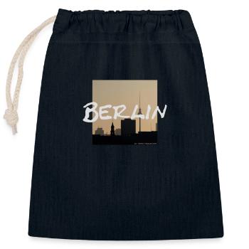 Berlin TV Tower Panorama - Closable cotton gift bag (25x30cm) - navy - Front