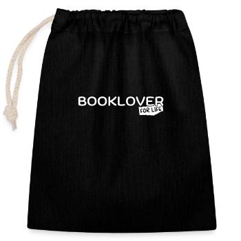 Booklover for life - Closable cotton gift bag (25x30cm) - black - Front