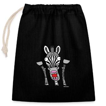 Zèbre, cri original d’un zèbre - Sac cadeau en coton avec cordon (25 x 30 cm) - noir - Devant