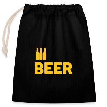Bierliebhaber - Verschließbarer Geschenkbeutel aus Baumwolle (25x30cm) - Schwarz - Vorne