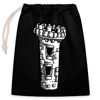Tour médiévale château - Sac cadeau en coton avec cordon (25 x 30 cm) - noir - Devant