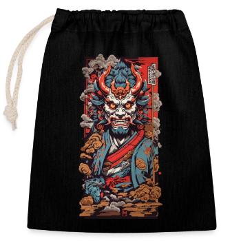 Oni Dämon Retro Japan Art - Verschließbarer Geschenkbeutel aus Baumwolle (25x30cm) - Schwarz - Vorne