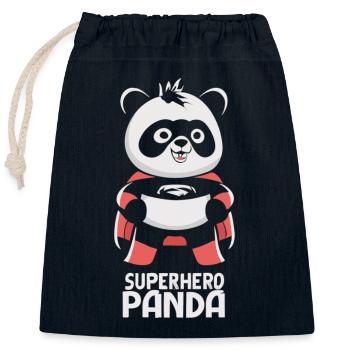 Superhero Panda - Closable cotton gift bag (25x30cm) - navy - Front