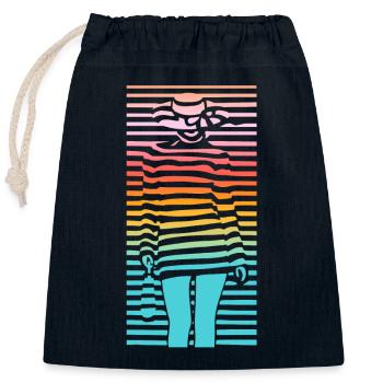 Beautiful female paint fashion colorful woman art - Closable cotton gift bag (25x30cm) - navy - Front
