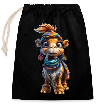 Cool Camel #lovely toons - Closable cotton gift bag (25x30cm) - black - Front
