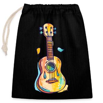 Ukulele Comic Look - Verschließbarer Geschenkbeutel aus Baumwolle (25x30cm) - Schwarz - Vorne